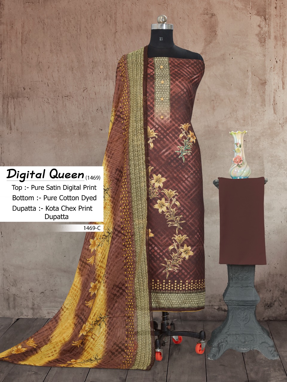 bipson digital queen d no 1469 cotton innovative digital print salwar suit colour set