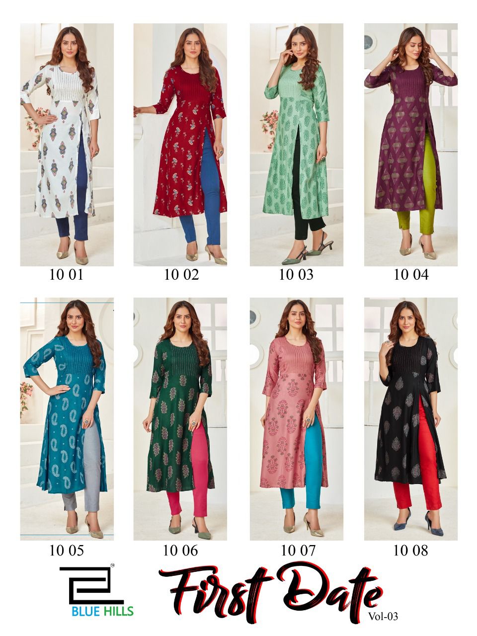 blue hills first date vol 3 rayon classic trendy look kurti catalog