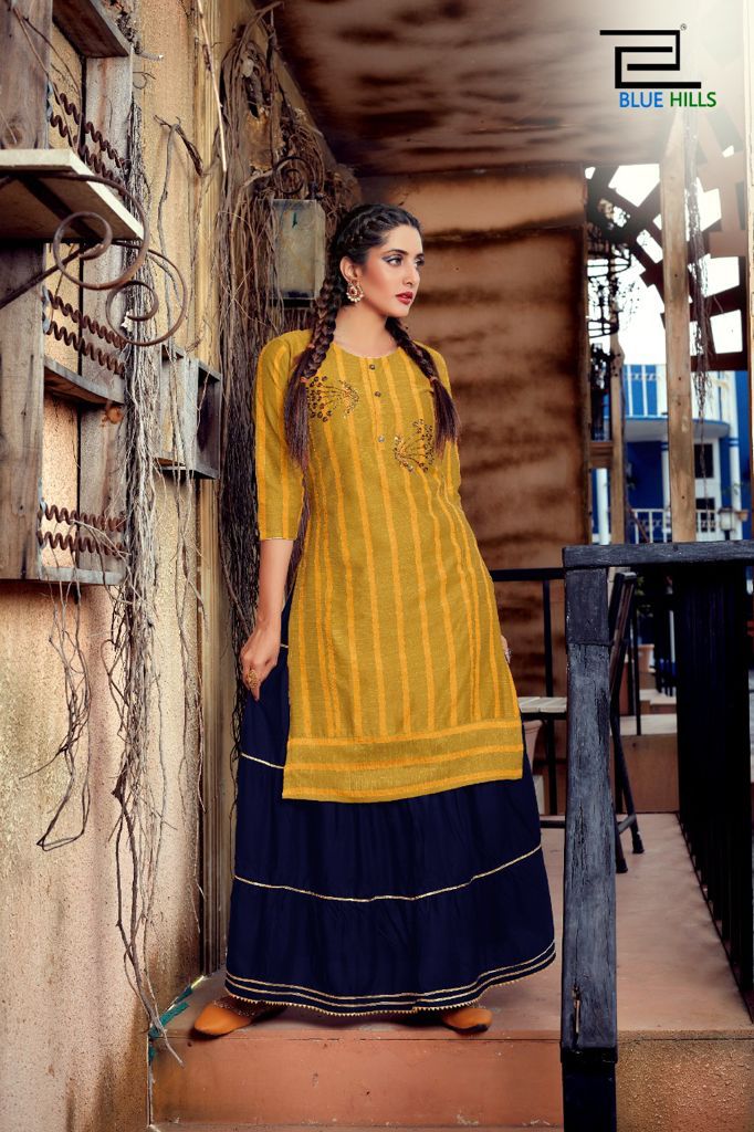 blue hills kudi vol 1 hanloom silk gorgeous look top with skirt catalog