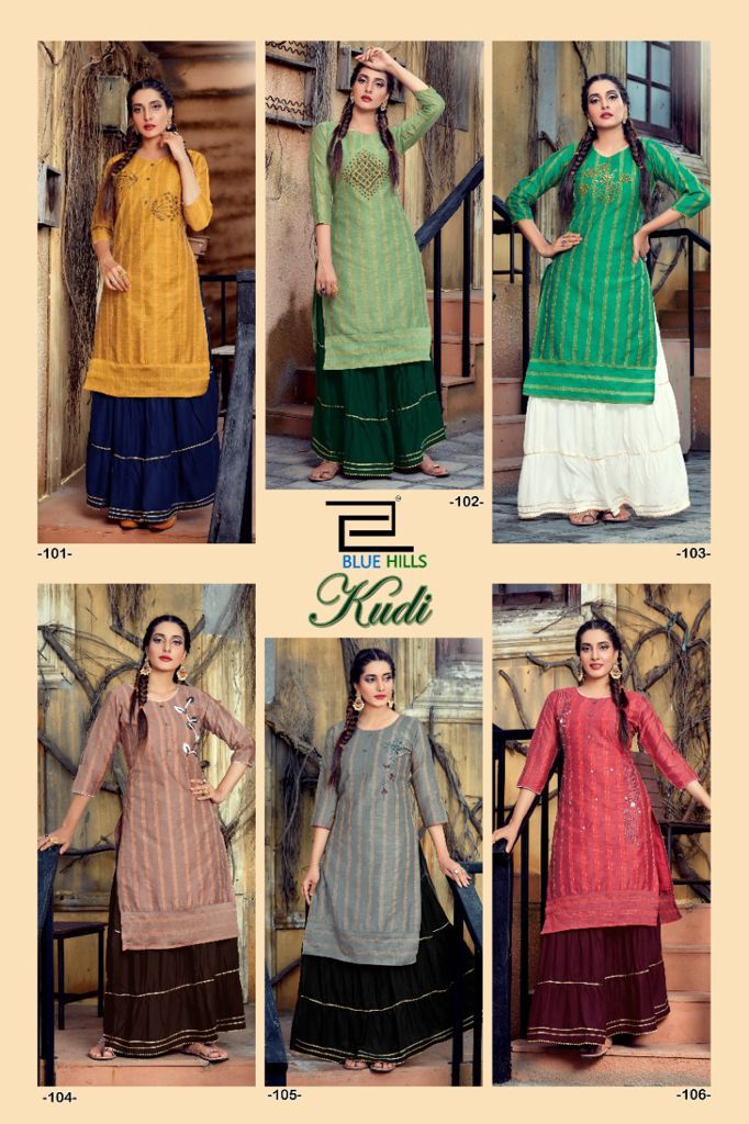 blue hills kudi vol 1 hanloom silk gorgeous look top with skirt catalog