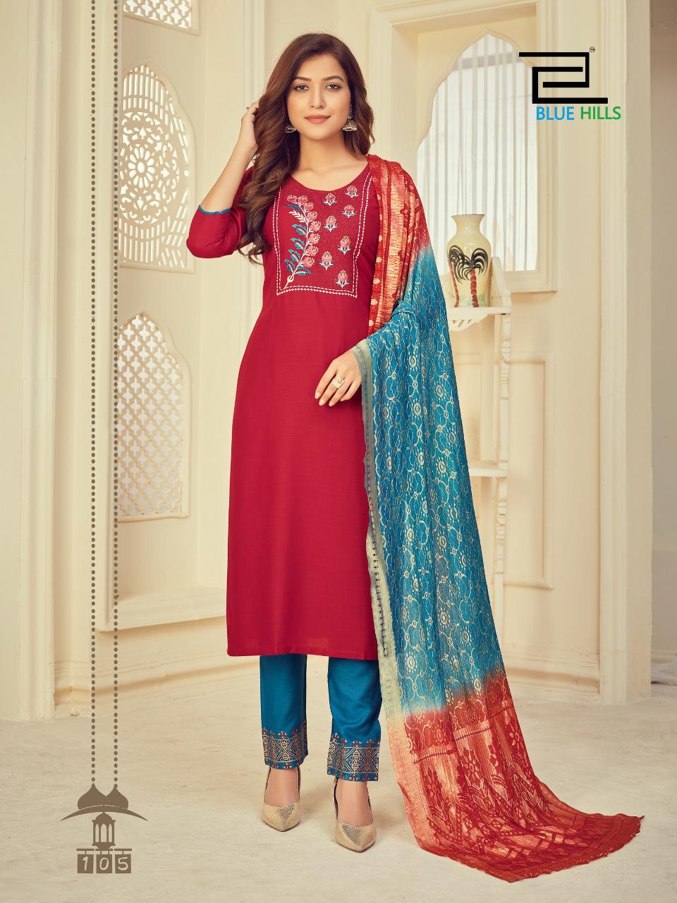 blue hills skyline vol 3 rayon astonishing top bottom and dupatta catalog