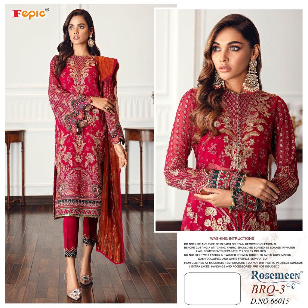 fepic rosemeen  brq vol 3 georgette regal look salwar suit catalog