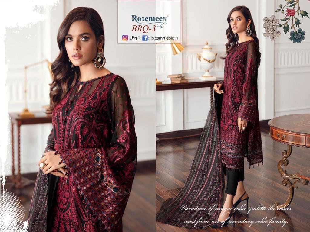 fepic rosemeen  brq vol 3 georgette regal look salwar suit catalog