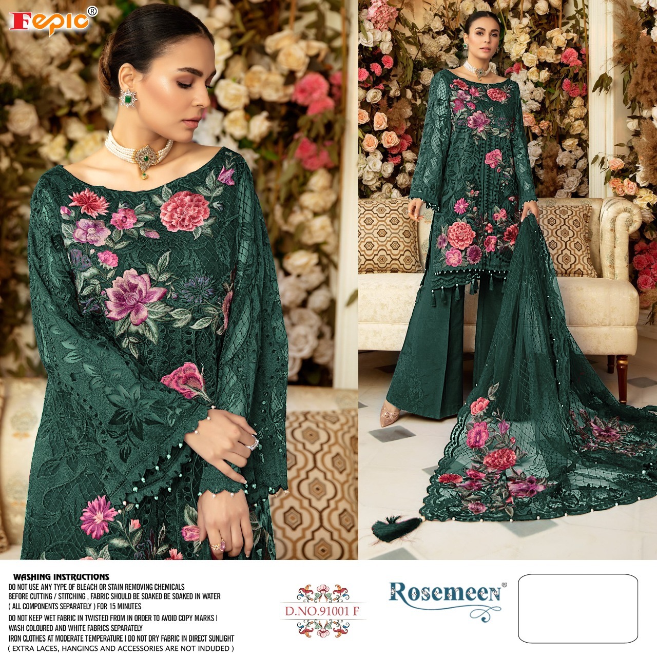 FEPIC rosemeen 91001 F Salwar Kameez Net heavy embroidered Singles