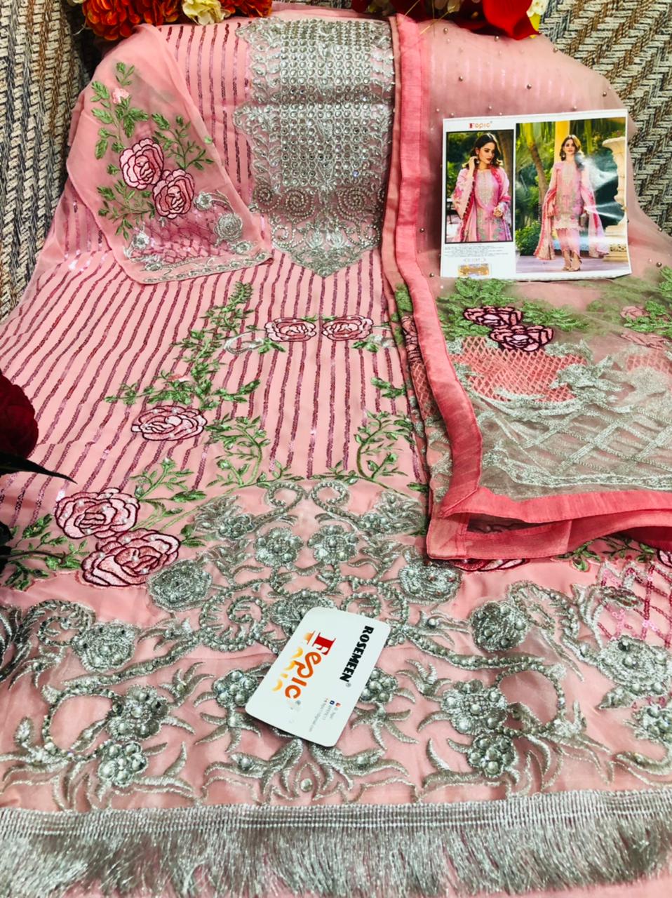 fepic rosemeen  d 1127 georgette catchy look salwar suit single