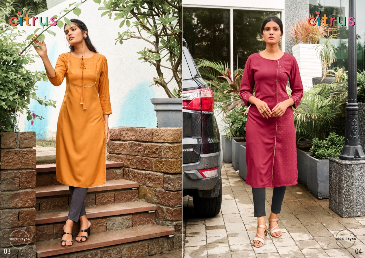 global local citrus rayon graceful look Kurti catalog