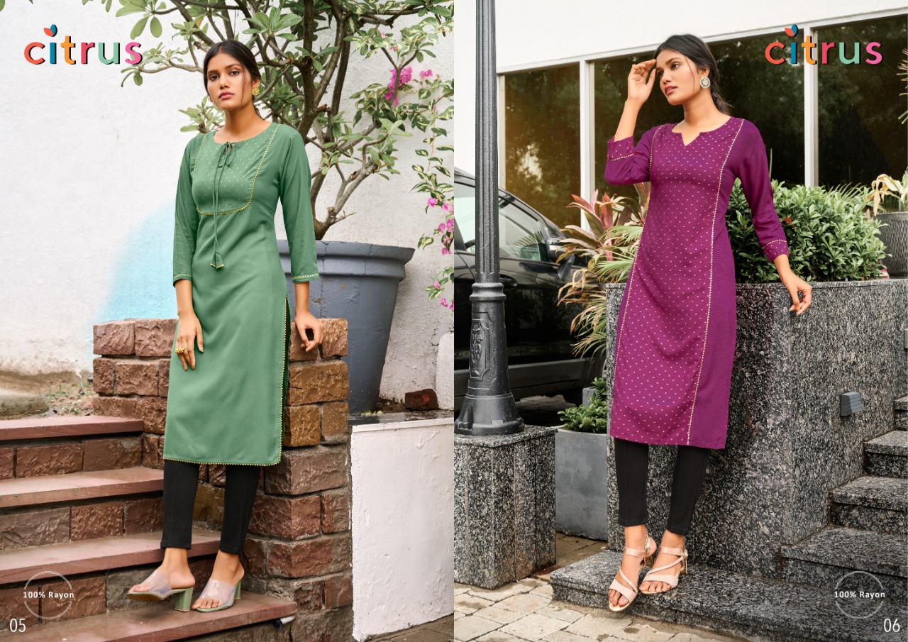 global local citrus rayon graceful look Kurti catalog