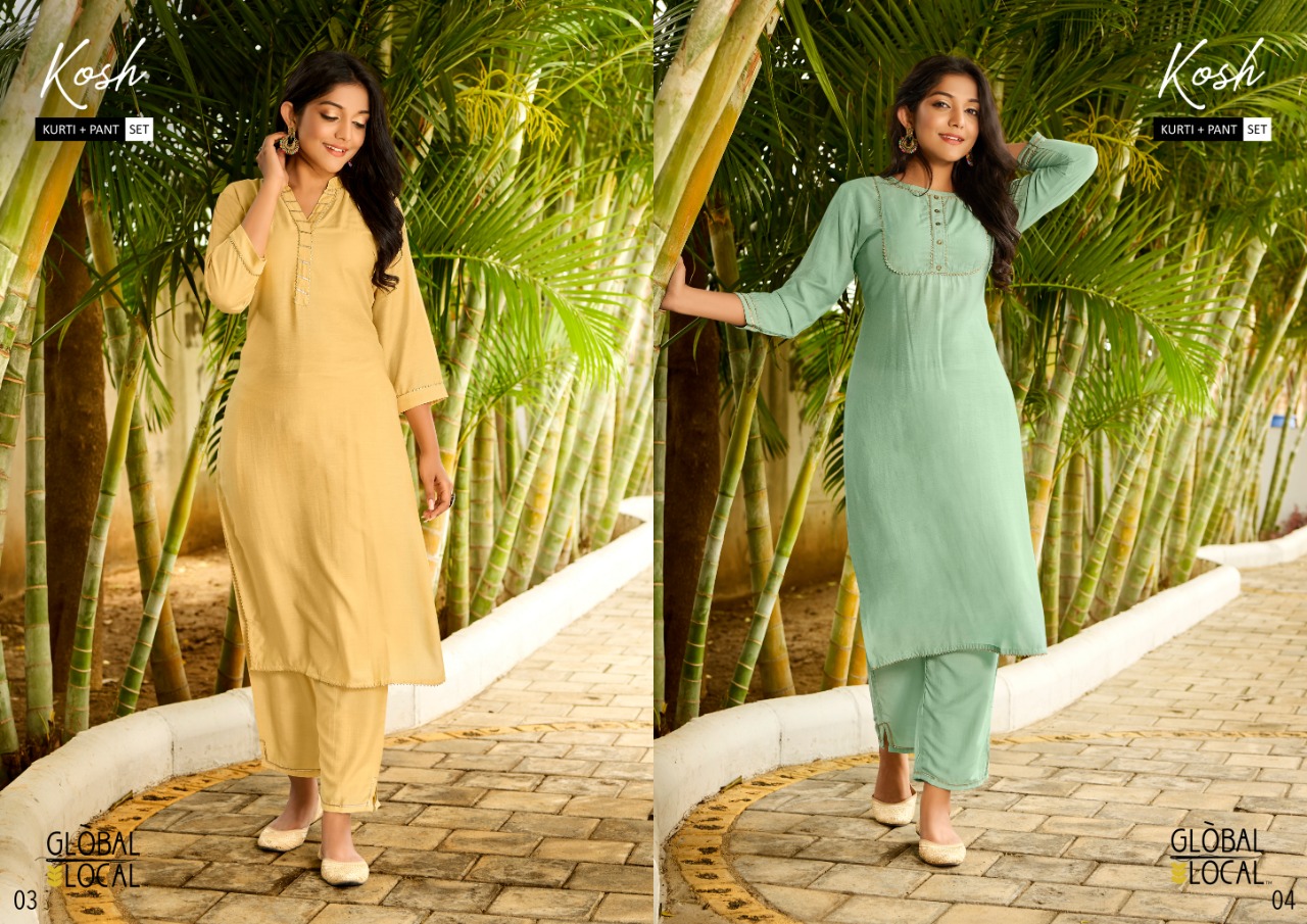 global local kosh muslin gorgeous look kurti with pant catalog