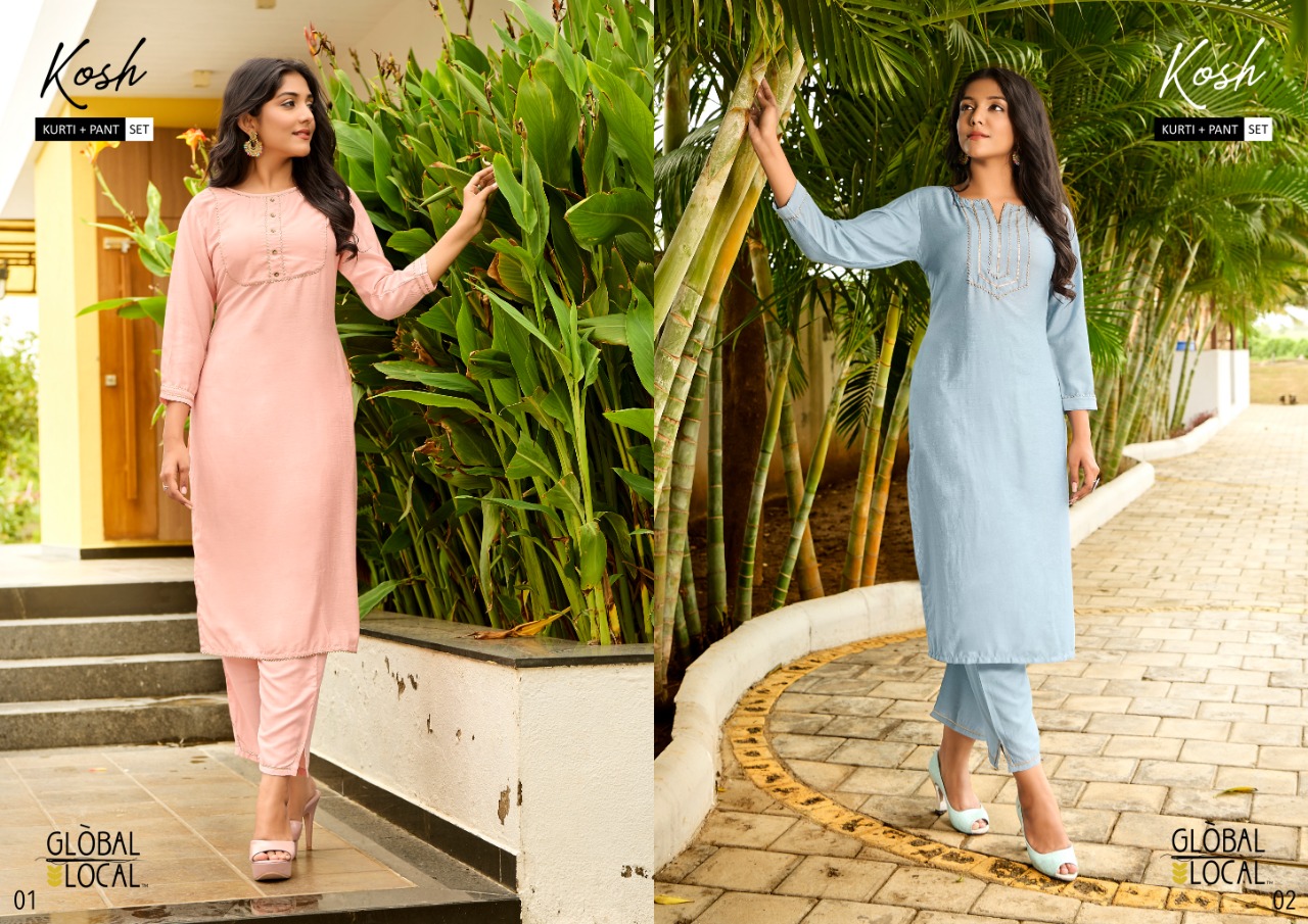 global local kosh muslin gorgeous look kurti with pant catalog