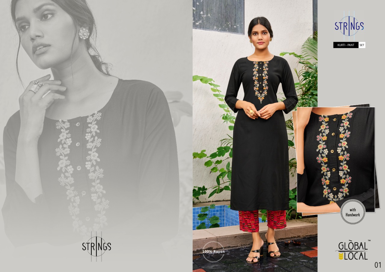 global local strings rayon gorgeous look kurti with pant catalog