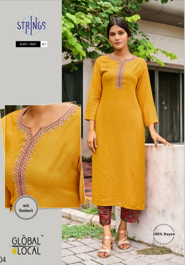 global local strings rayon gorgeous look kurti with pant catalog