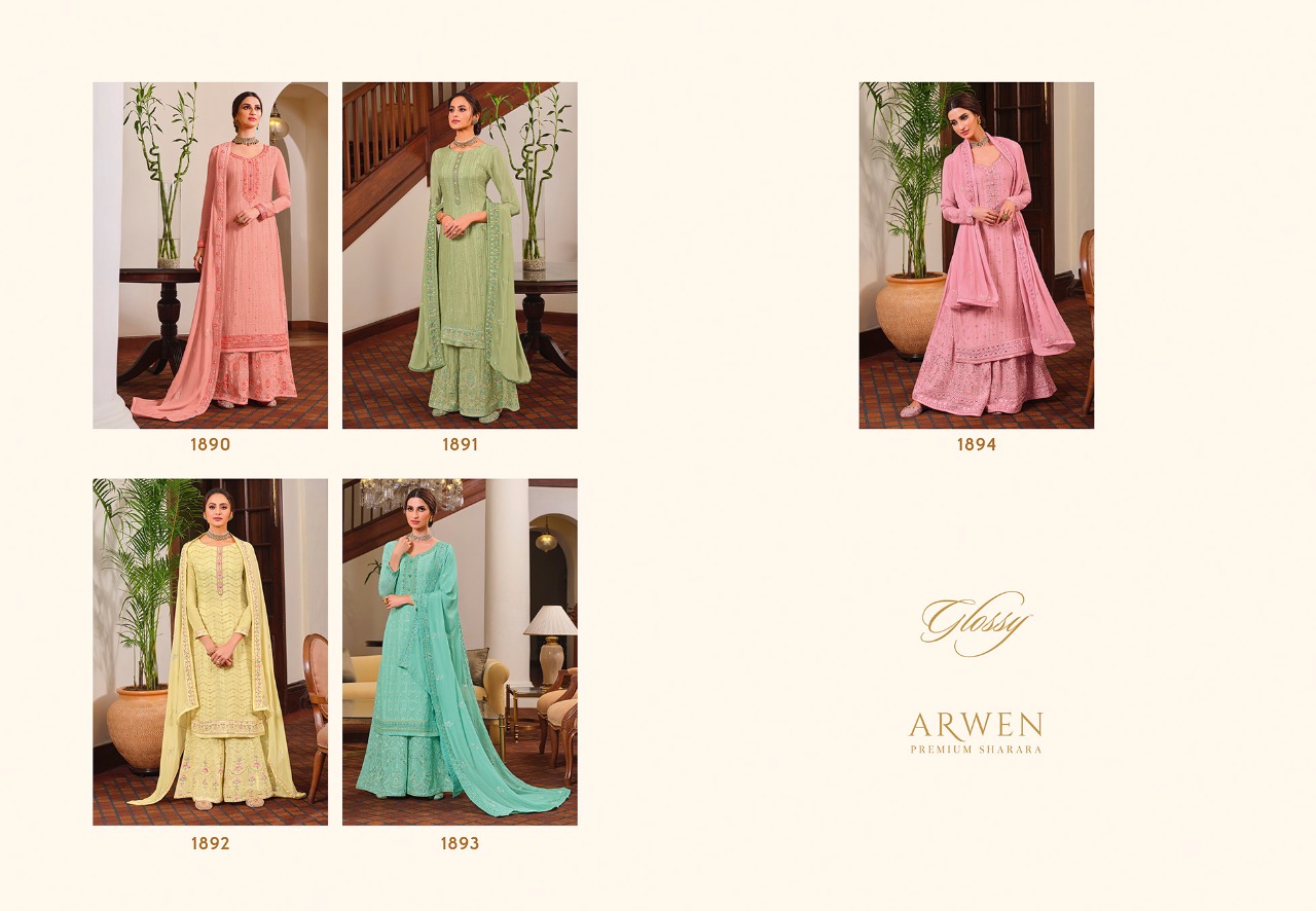 glossy arwen chinon festive look sharara catalog OLD