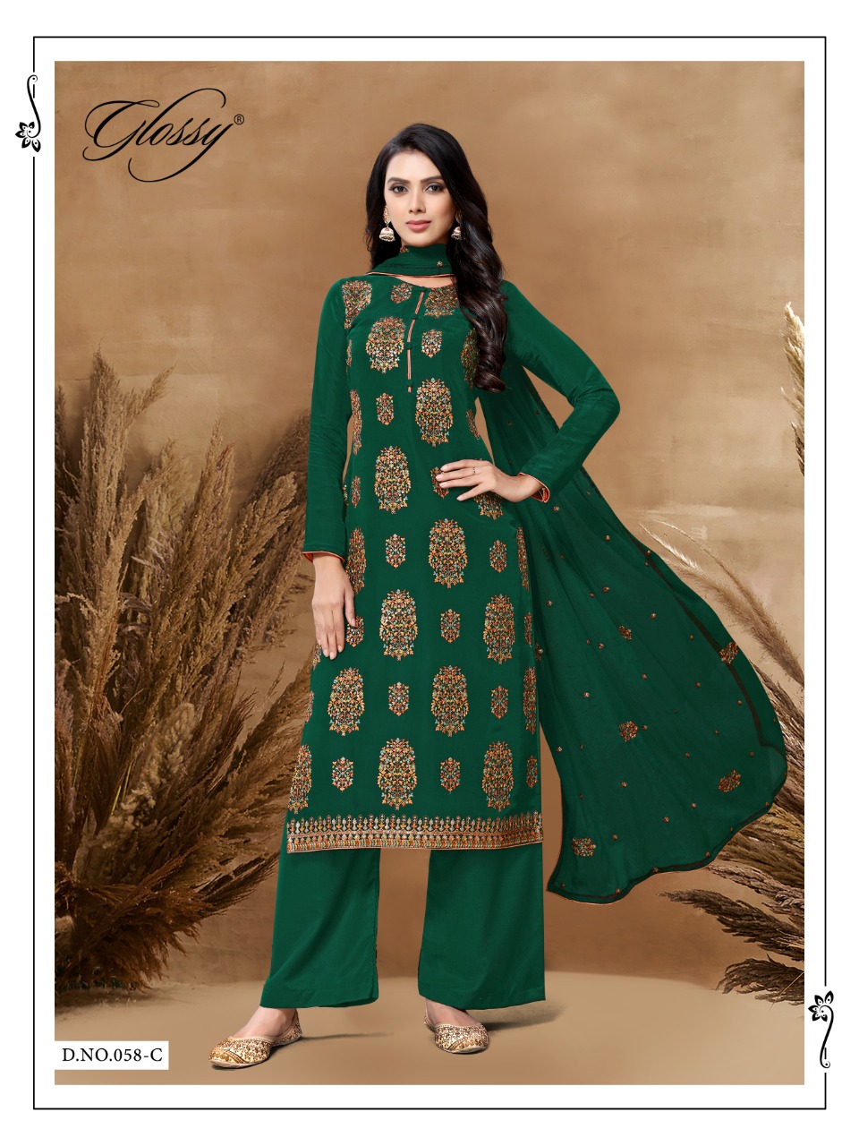 glossy d no 58 uppada graceful look salwar suit catalog