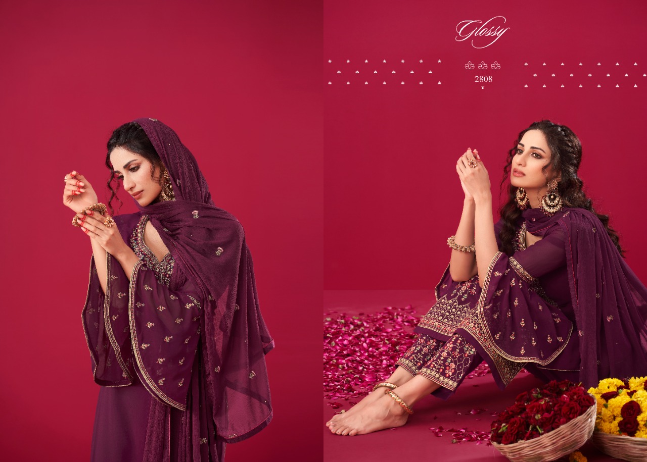 glossy naqsh georgget innovative look salwar suit catalog