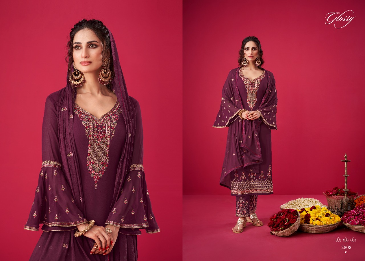 glossy naqsh georgget innovative look salwar suit catalog