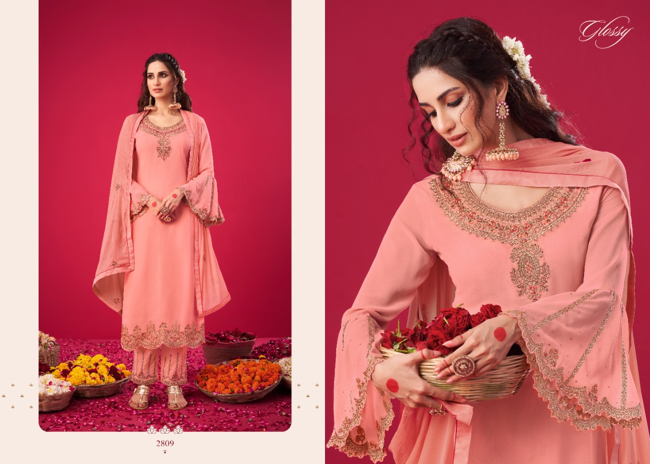 glossy naqsh georgget innovative look salwar suit catalog