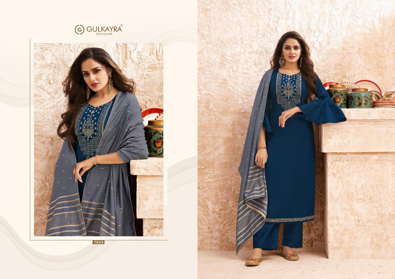 gulkayra designer nazm silk decent embroidary look salwar suit catalog