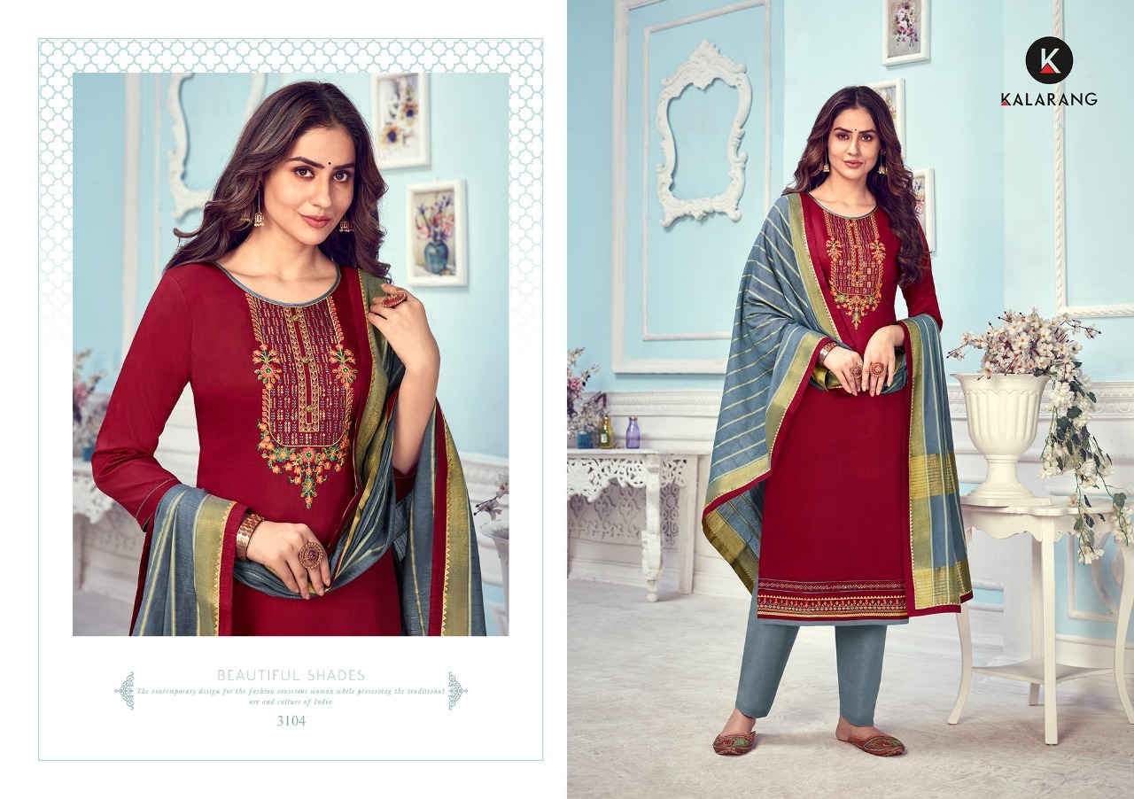 kalarang mihika jam silk astonish look salwar suit catalog