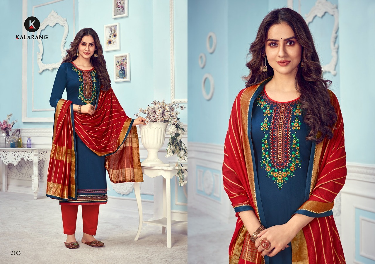 kalarang mihika jam silk astonish look salwar suit catalog