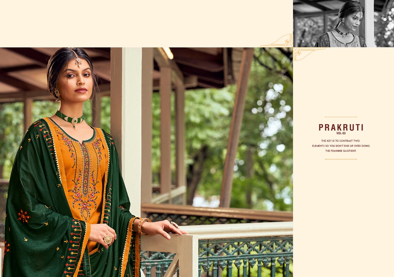 kalarang prakruti vol 3 jam silk decent look salwar suit catalog