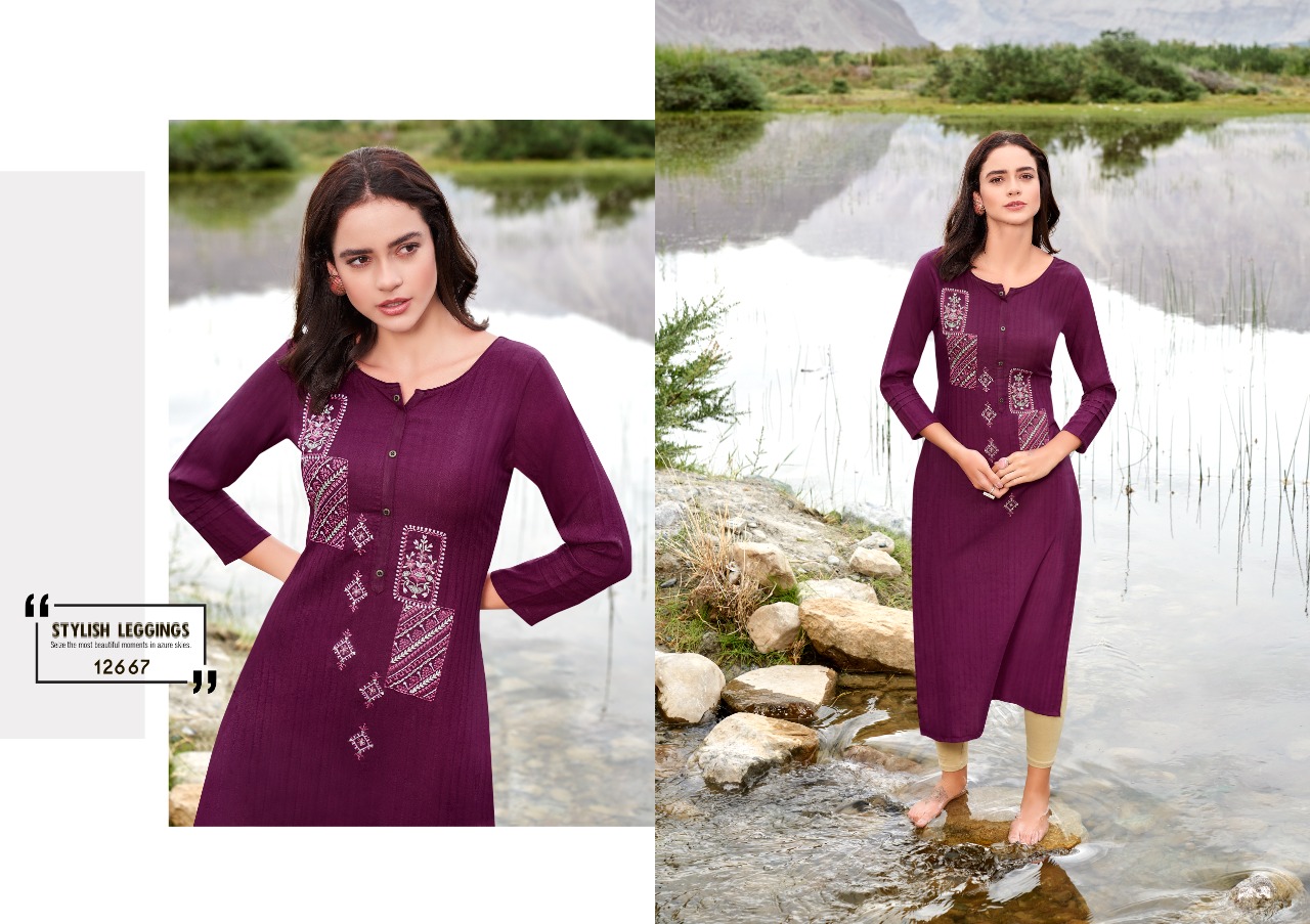 Kalaroop by Kajree beat rayon catchy look kurti  catalog