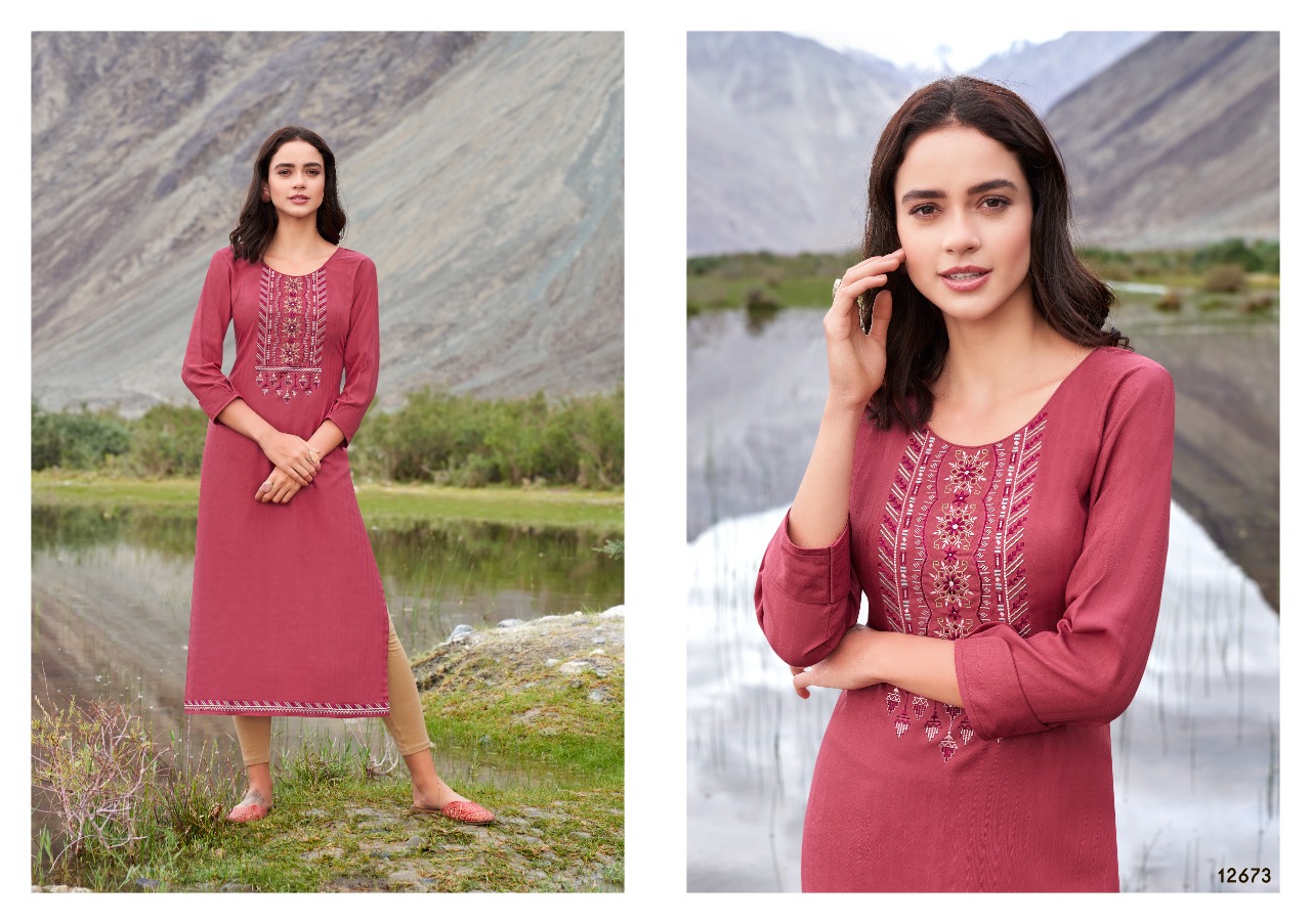 Kalaroop by Kajree beat rayon catchy look kurti  catalog