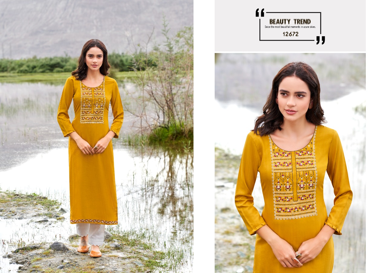 Kalaroop by Kajree beat rayon catchy look kurti  catalog