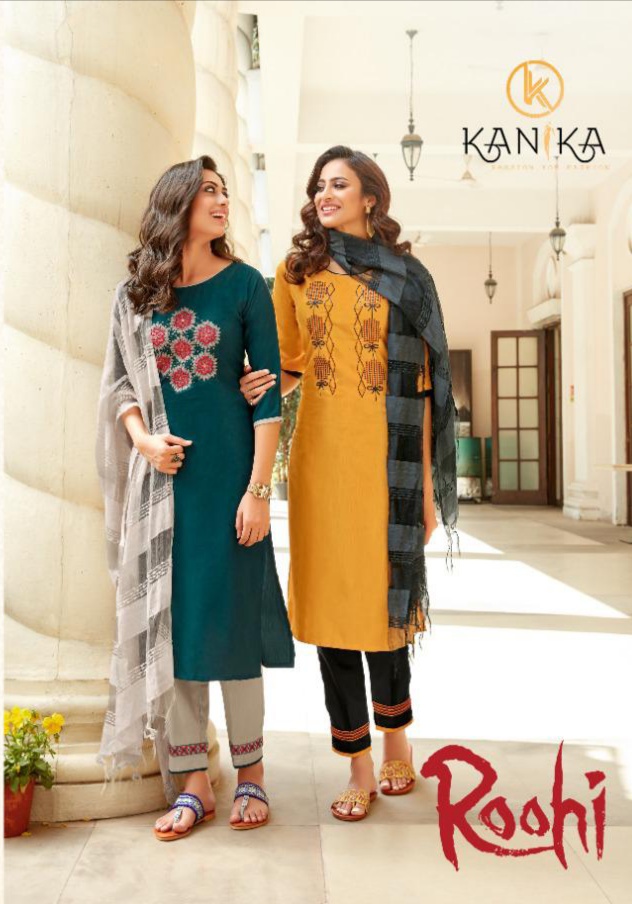 kanika roohi  attractive look top with pant and dupatta catalog