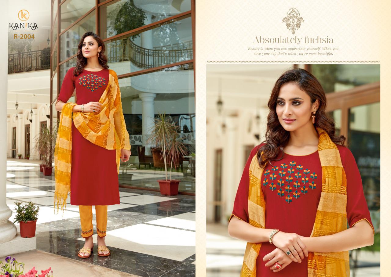 kanika roohi  attractive look top with pant and dupatta catalog