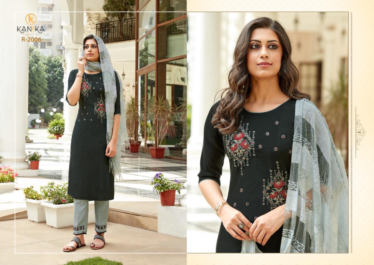 kanika roohi  attractive look top with pant and dupatta catalog