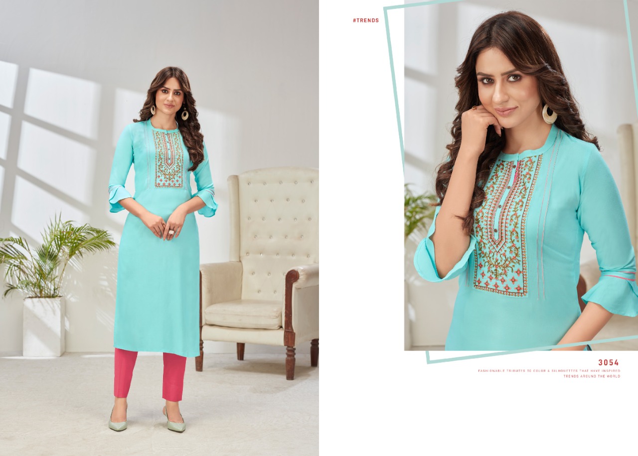 kessi rangoon paheli rayon elegant look kurti catalog