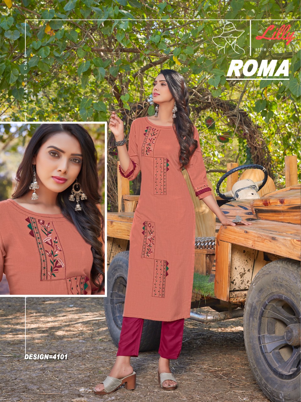 lilly style of india roma cotton catchy look kurti catalog