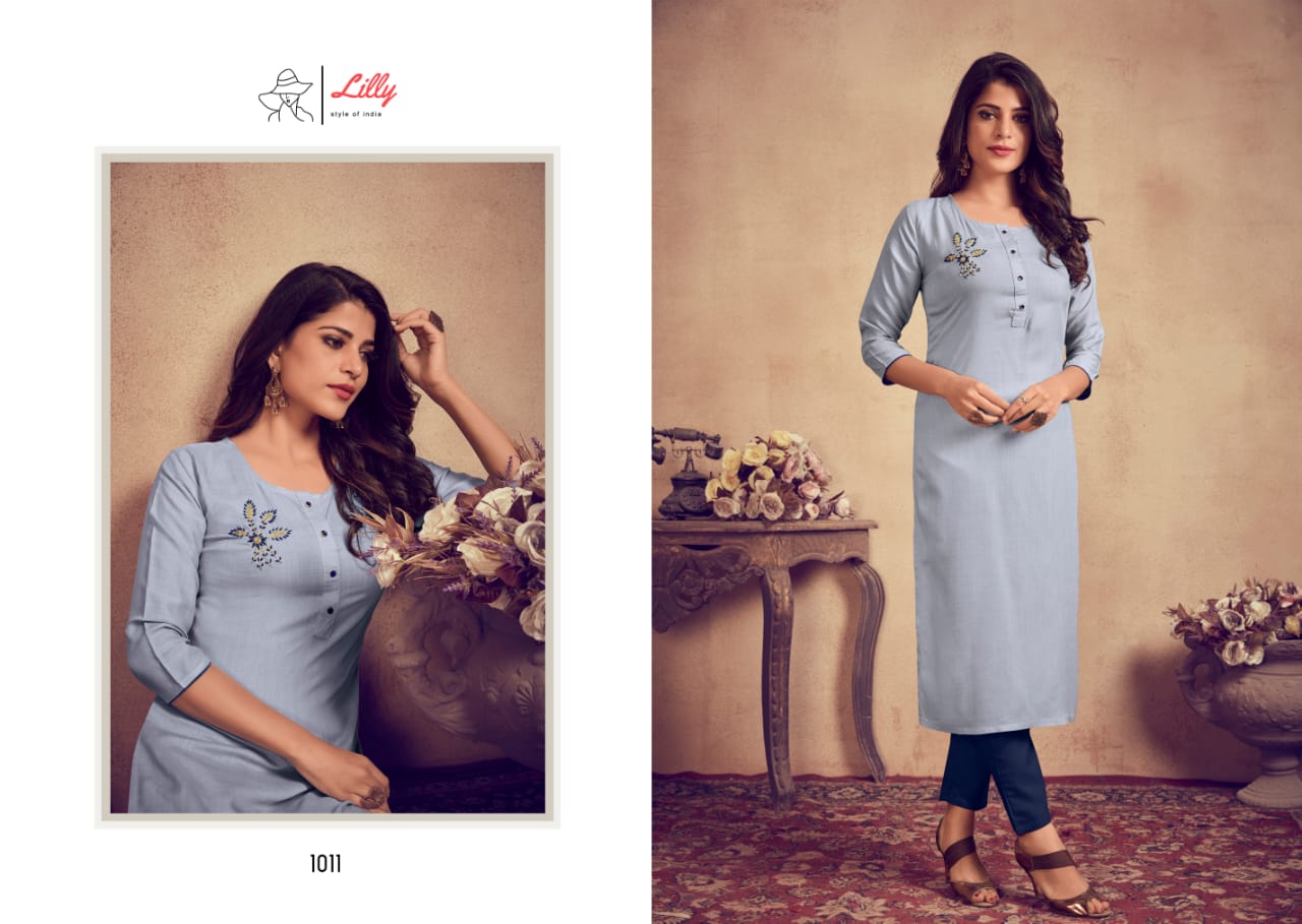 lilly style of india rosemeen rayon astonishing kurti with pant catalog