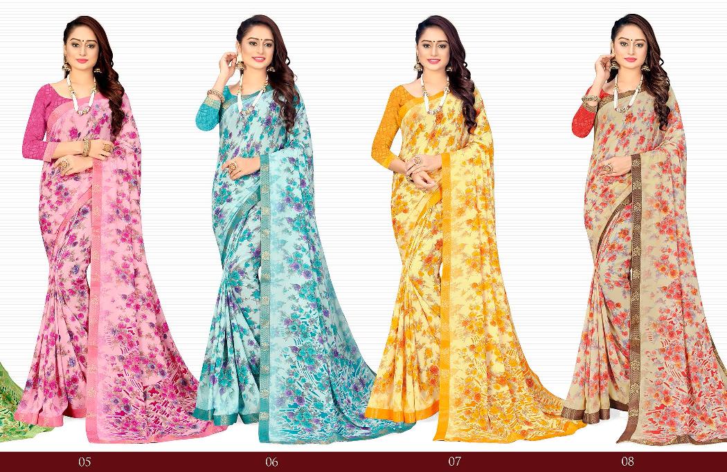 lt kashvi Combo kesar  Soft Micro beautiful print saree catalog