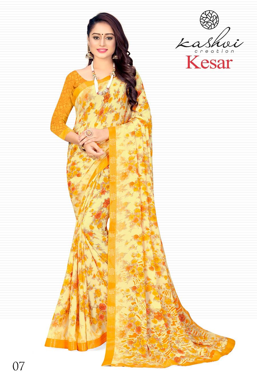 lt kashvi Combo kesar  Soft Micro beautiful print saree catalog