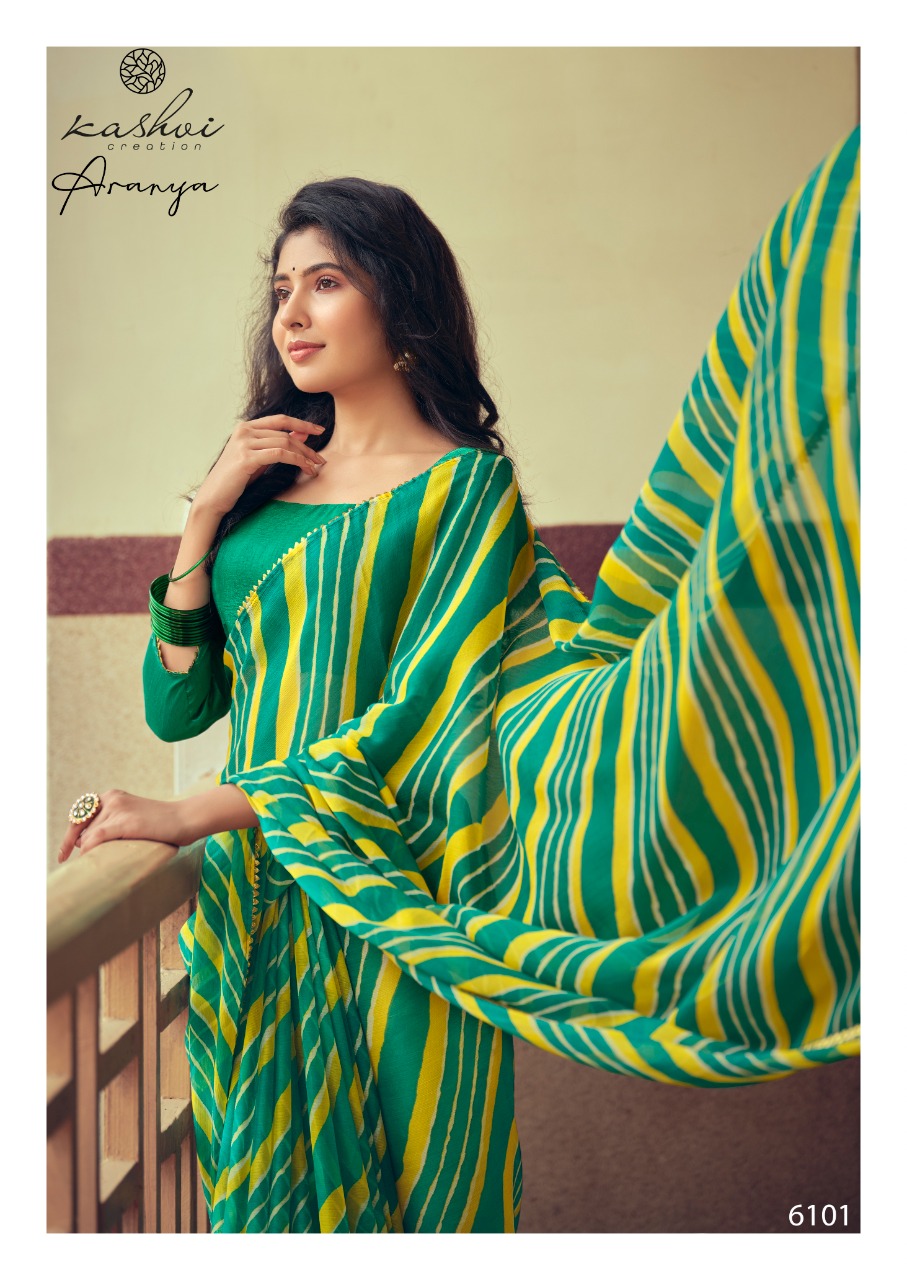 lt kashvi creation aranya shiffon exclusive print and colours saree catalog