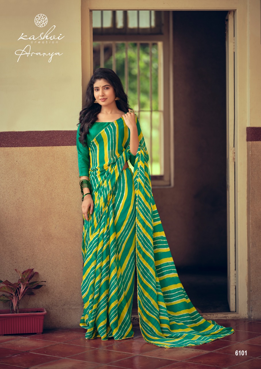 lt kashvi creation aranya shiffon exclusive print and colours saree catalog