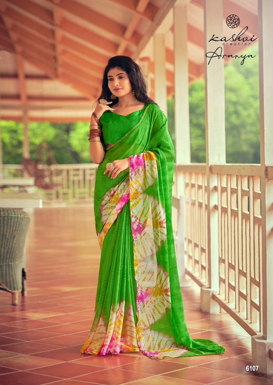 lt kashvi creation aranya shiffon exclusive print and colours saree catalog