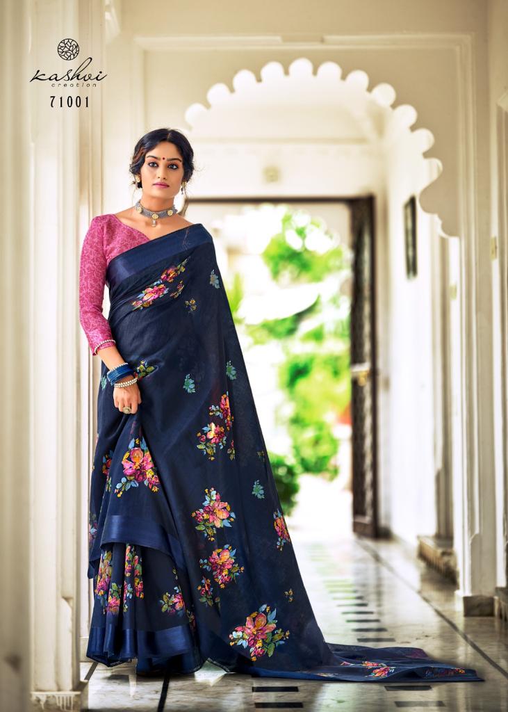 lt kashvi creation flora satin elegant print saree catalog