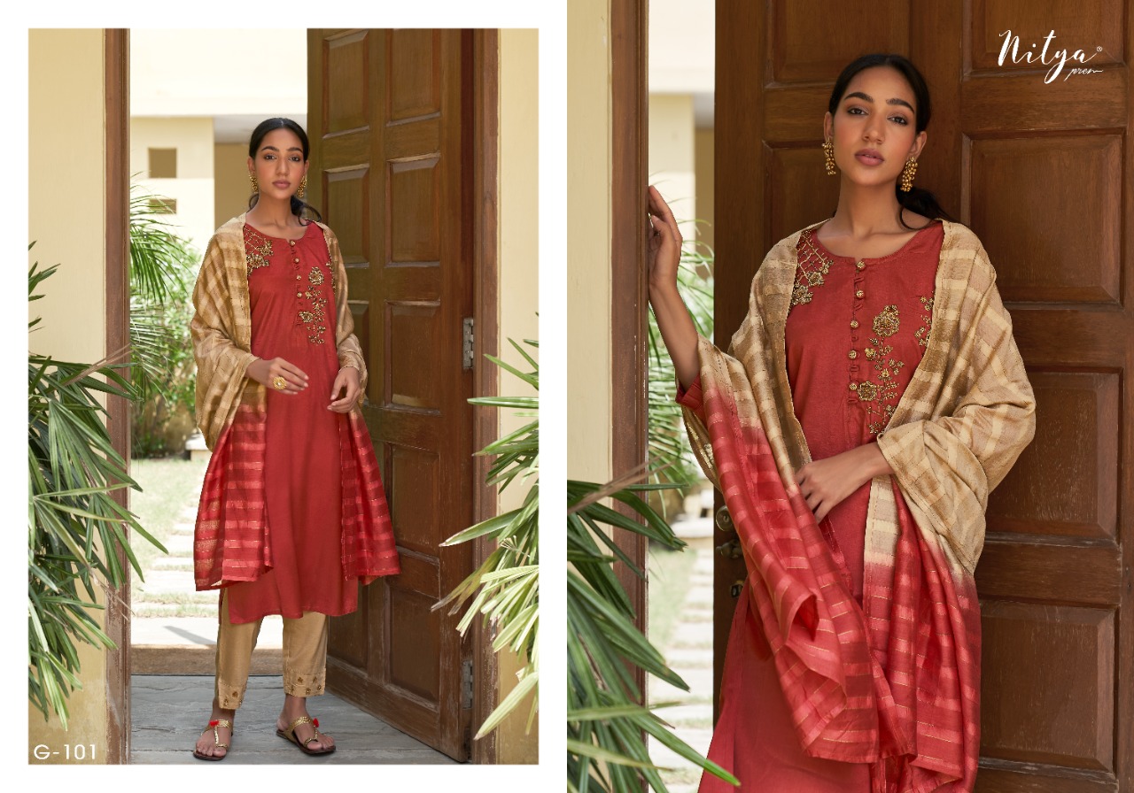 lt nitya gloria viscose regal look salwar suit catalog