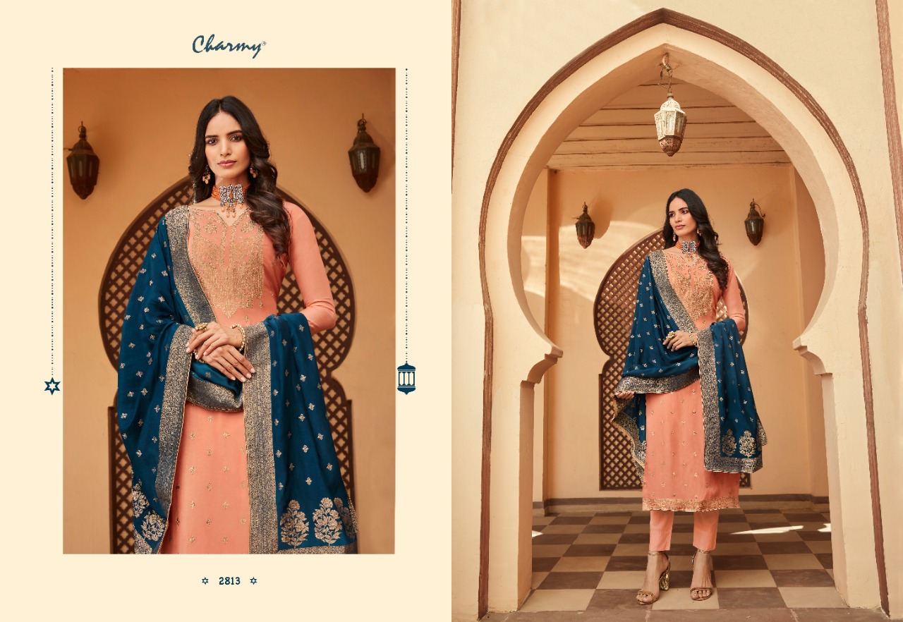 meera trendz charmy aarya cream silk elegant look salwar suit catalog