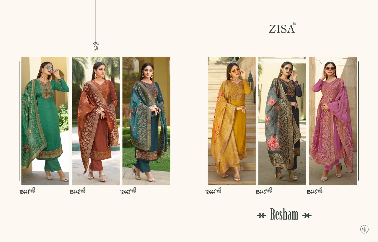 meera trendz zisa  resham satin gorgeous look salwar suit catalog