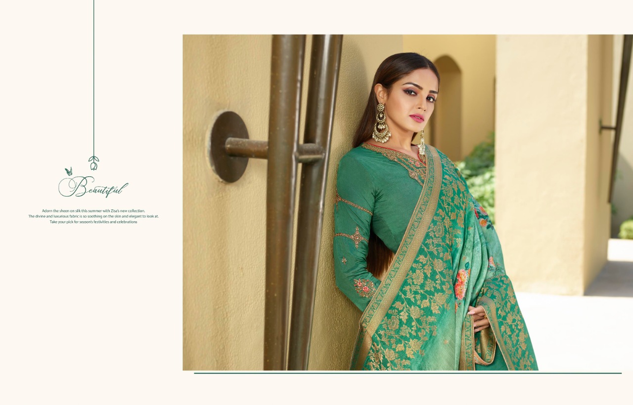 meera trendz zisa  resham satin gorgeous look salwar suit catalog