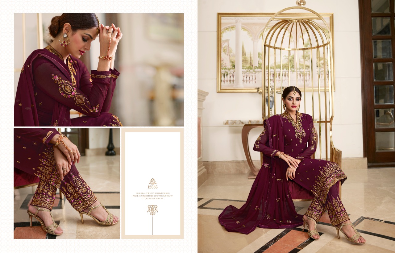 meera trendz zisa vol 68 georgget regal look salwar suit catalog