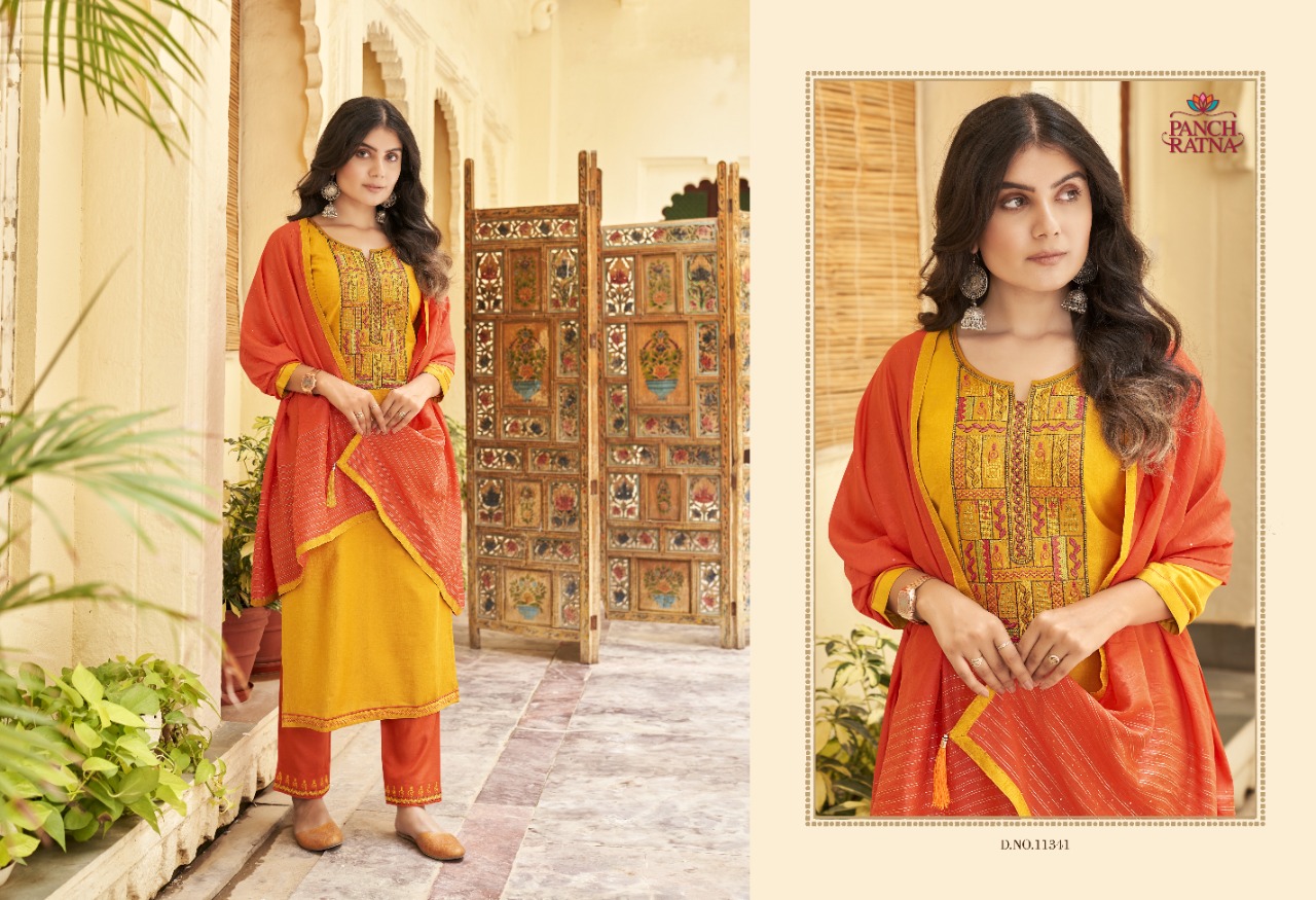 panch ratna ritika silk gorgeous look salwar suit catalog