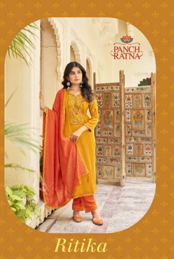 panch ratna ritika silk gorgeous look salwar suit catalog