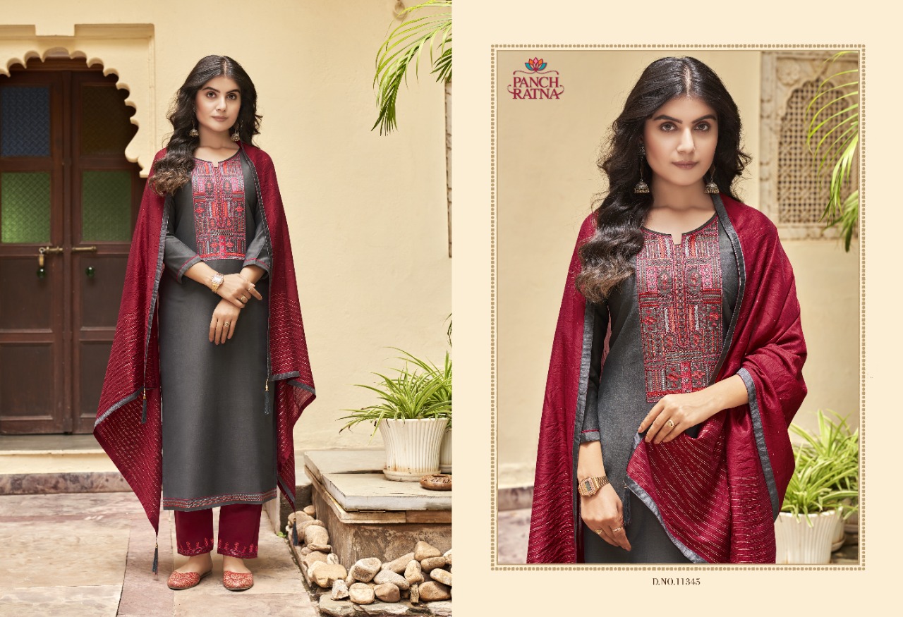 panch ratna ritika silk gorgeous look salwar suit catalog