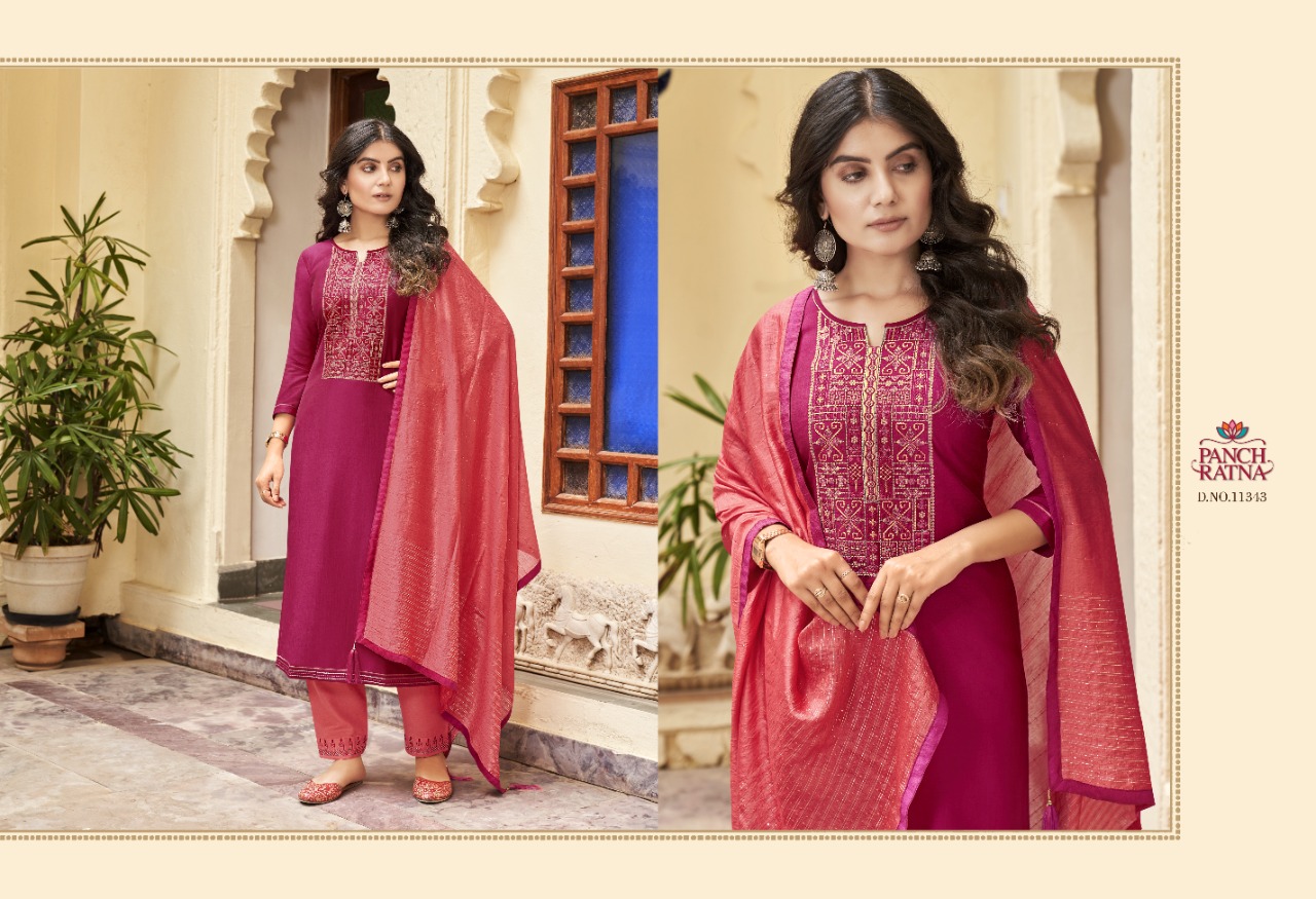 panch ratna ritika silk gorgeous look salwar suit catalog