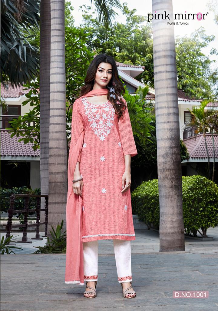 pink mirror bloom viscos astonishing top with bottom and dupatta catalog