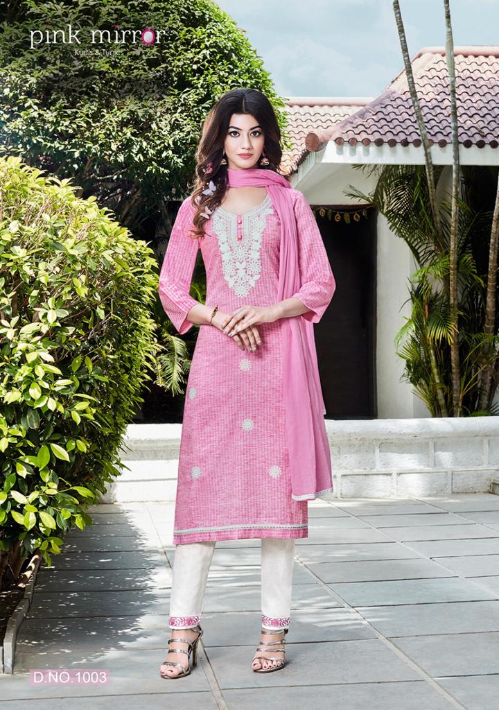 pink mirror bloom viscos astonishing top with bottom and dupatta catalog